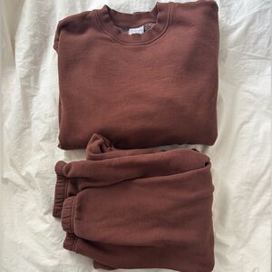 Brown Aritzia TNA Sweatsuit Set Sweatpants & Sweatshirt